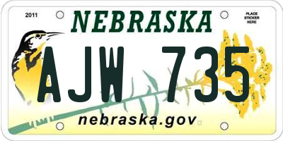 NE license plate AJW735