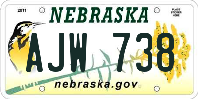 NE license plate AJW738