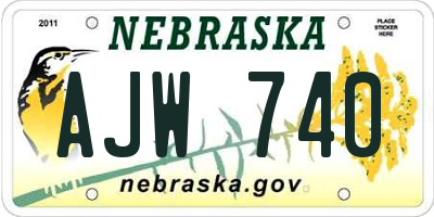 NE license plate AJW740