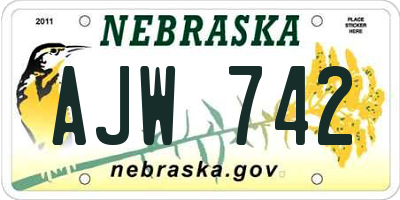 NE license plate AJW742