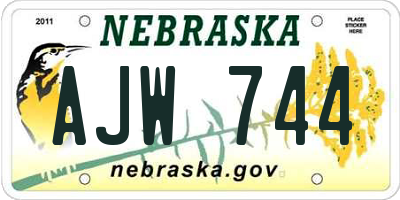 NE license plate AJW744