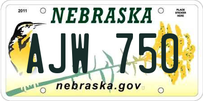 NE license plate AJW750