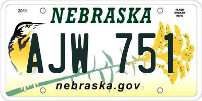 NE license plate AJW751