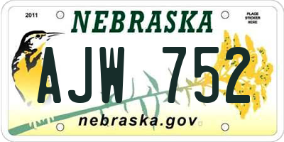 NE license plate AJW752