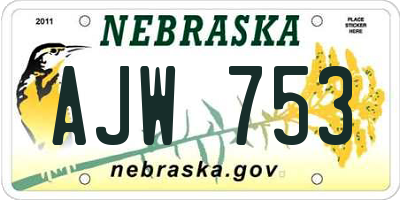 NE license plate AJW753