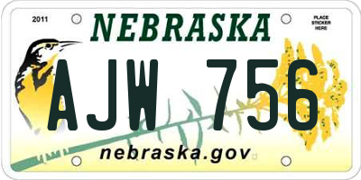 NE license plate AJW756