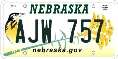 NE license plate AJW757