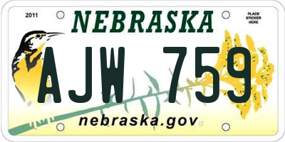 NE license plate AJW759