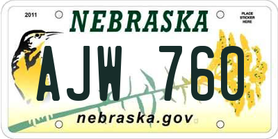 NE license plate AJW760