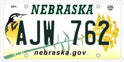 NE license plate AJW762