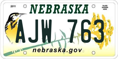 NE license plate AJW763