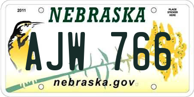 NE license plate AJW766