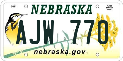 NE license plate AJW770