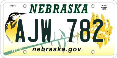 NE license plate AJW782