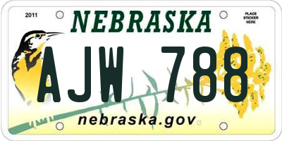 NE license plate AJW788