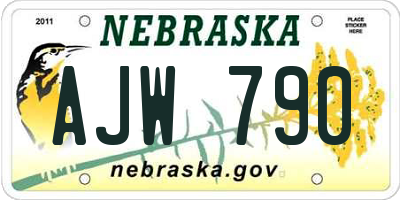 NE license plate AJW790