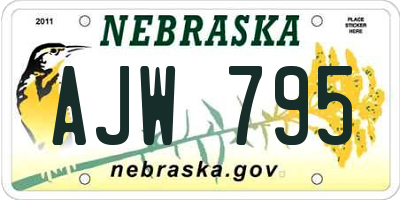 NE license plate AJW795