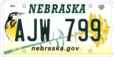 NE license plate AJW799