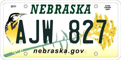 NE license plate AJW827