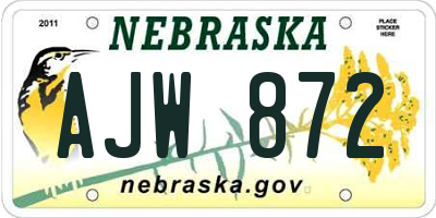 NE license plate AJW872