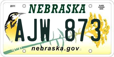 NE license plate AJW873