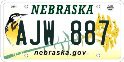 NE license plate AJW887