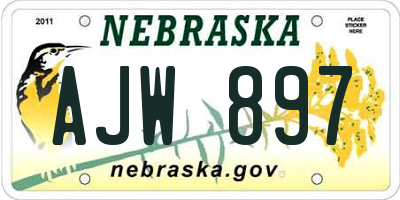 NE license plate AJW897