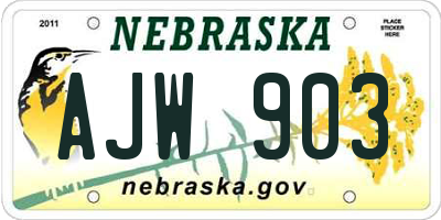 NE license plate AJW903