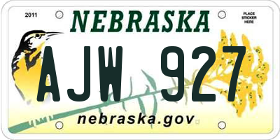 NE license plate AJW927