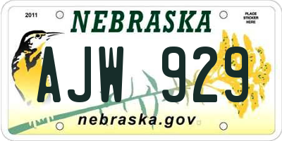 NE license plate AJW929