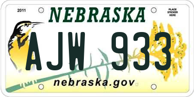 NE license plate AJW933
