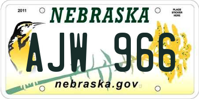 NE license plate AJW966