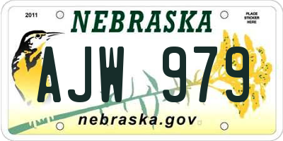 NE license plate AJW979