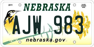 NE license plate AJW983