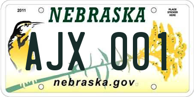 NE license plate AJX001