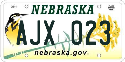NE license plate AJX023