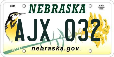 NE license plate AJX032