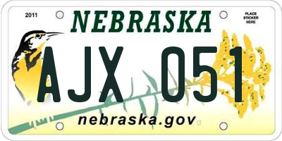 NE license plate AJX051