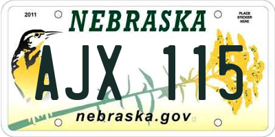 NE license plate AJX115