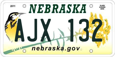 NE license plate AJX132