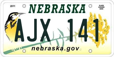 NE license plate AJX141