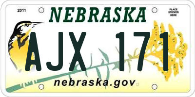NE license plate AJX171