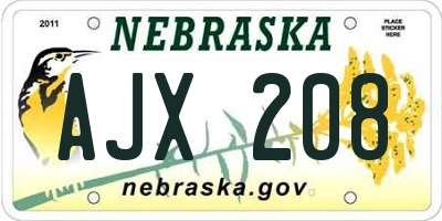 NE license plate AJX208
