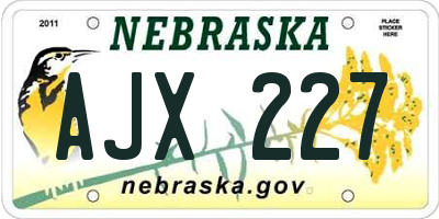 NE license plate AJX227