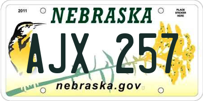 NE license plate AJX257