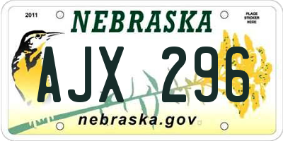 NE license plate AJX296