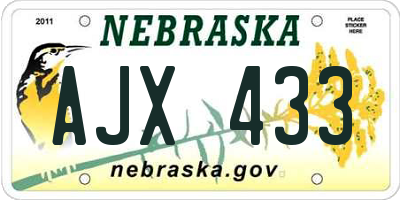 NE license plate AJX433
