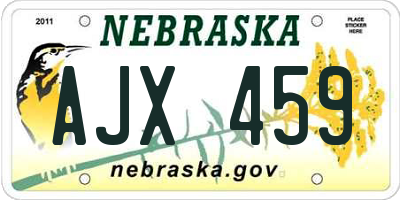 NE license plate AJX459