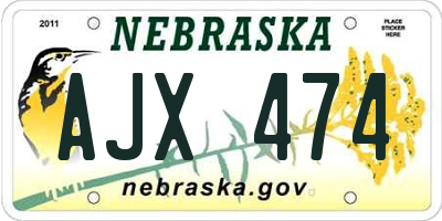 NE license plate AJX474