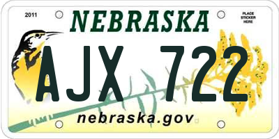 NE license plate AJX722